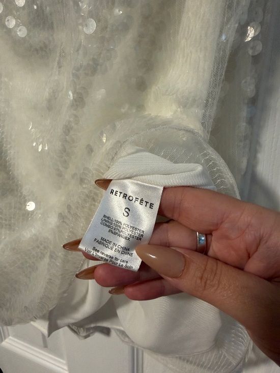 Retrofete White Sequin Mini Slip Dress - Picture 12 of 13